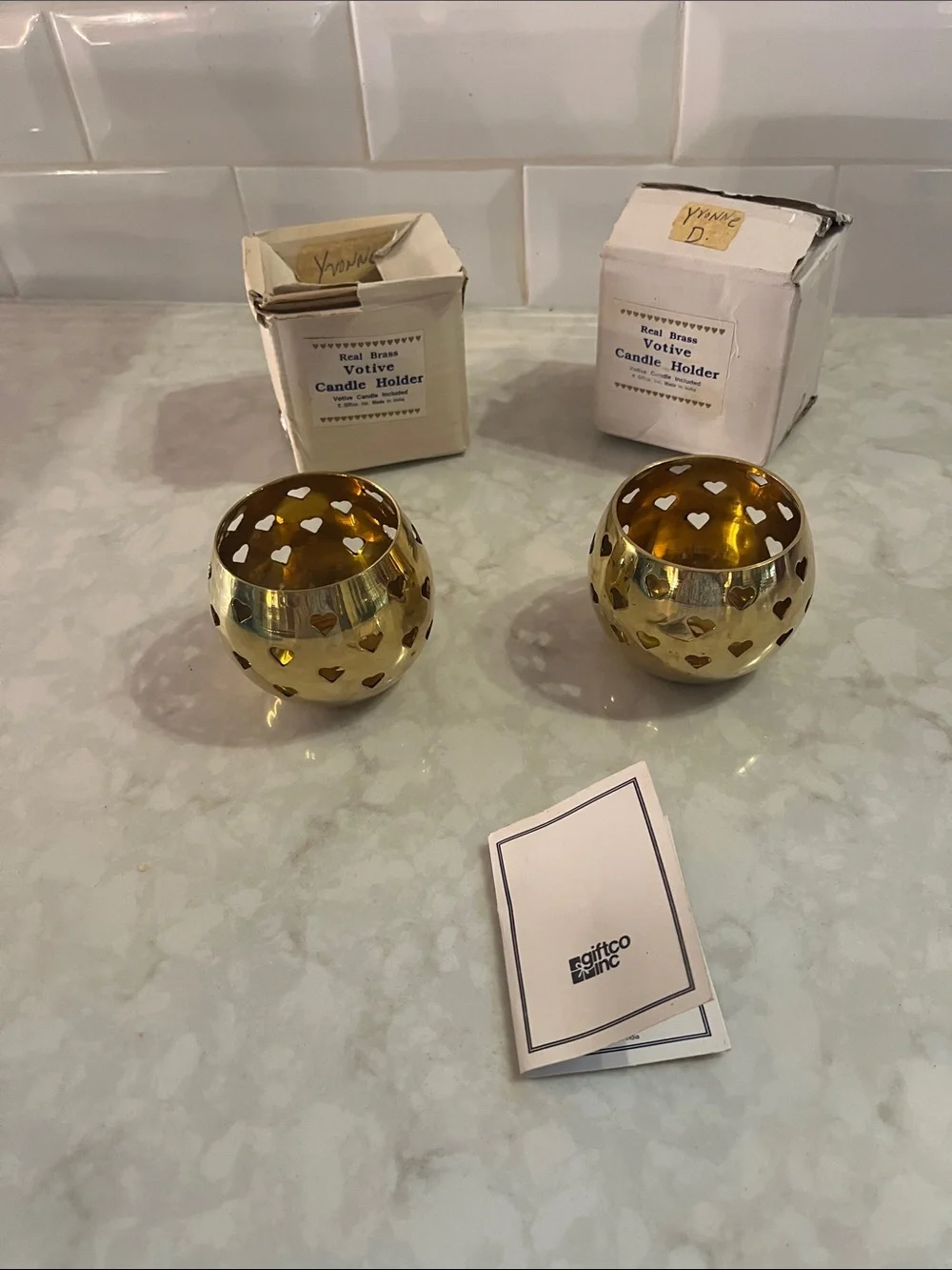 Vintage giftco Brass Votive holders gloves cups